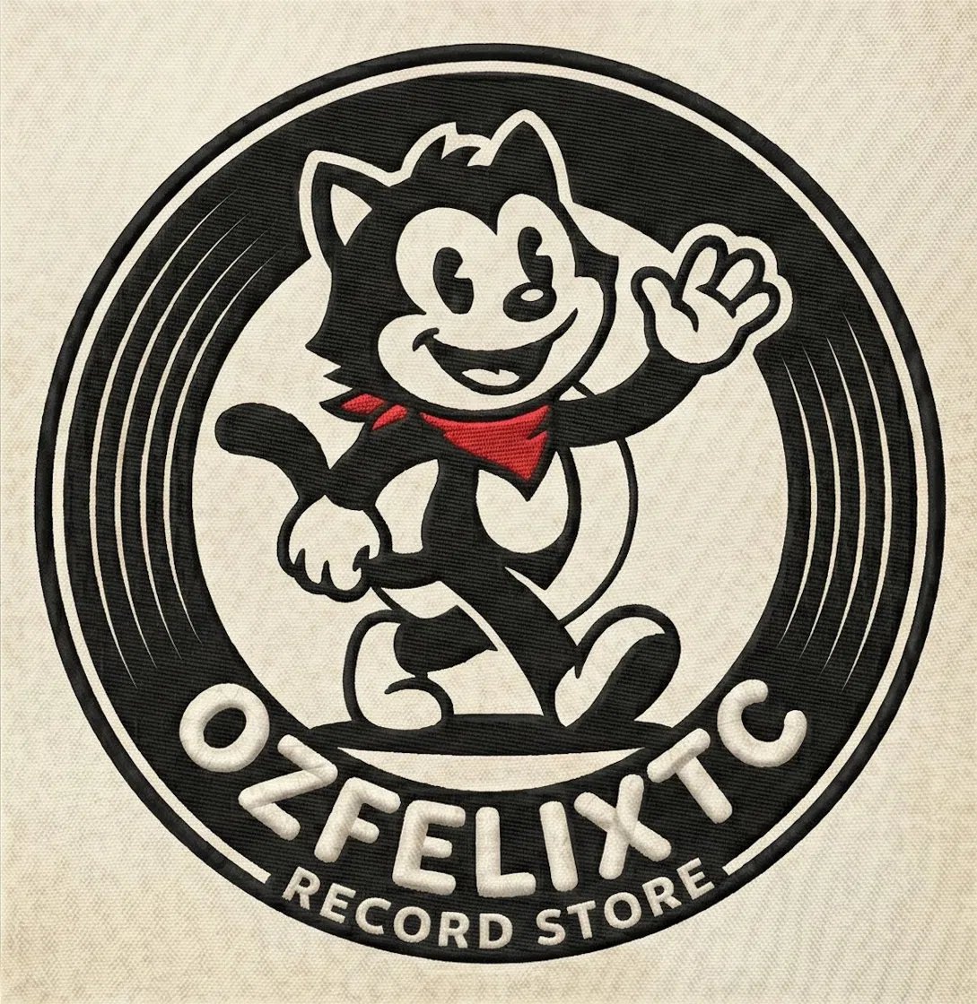 OzFelixTC Record Store logo, featuring a dancing cartoon cat on a vinyl record